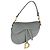 Borsa Saddle Media in vitello grana blu grigio Christian Dior Marrone - vista 8