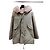 Autre Marque Khaki Baumwollmantel mit Oversize Pelzkragen Mehrfarben