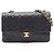 Borsa a tracolla Chanel Matelassé Double Flap in pelle d'agnello nera Nero