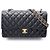 Chanel Matelassé Double Flap Schultertasche Schwarz