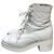 Stivaletti stringati in pelle bianca CHANEL 'Ready Steady' 37.5 Usati