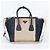 Prada Triangle Logo Leather 2-Way Tote Bag Beige Navy blue