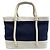 Borsa Tote Burberry Marine Nova Stripe in tela e pelle Blu navy