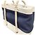 Borsa Tote Burberry Marine Nova Stripe in tela e pelle Blu navy - vista 7