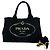 Tote Sac à main Prada Canapa en toile avec logo triangle Noir