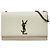 Autre Marque Borsa a tracolla Saint Laurent Cassandra Kate con logo YSL e catena Nero Bianco