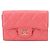 Tarjetero Chanel de piel de becerro granulada rosa