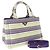 Borsa Tote Prada Small in tela Canapa a righe viola con logo Porpora