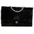 Wallet On Chain Cartera Chanel Black CC Quilted Velvet con cadena desmontable Negro