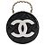 Chanel CC runde Vanity Bag aus schwarzem Lackleder gesteppt