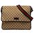 Bolsa Messenger com Aba Gucci em Lona GG Bege e Web