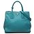 Sac cabas convertible ouvert Prada Blue Vitello Daino Bleu Turquoise