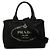 Prada Mini-Handtasche aus Canapa mit Dreiecks-Logo-Plakette Schwarz