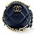 Chanel Round Flap Chevron Calfskin Mini Marineblau