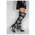 Autre Marque The Coat Grey Check Wool Blend Over-the-Knee Boots Black White - view 6