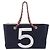 Borsa a Tracolla Tote con Catena CHANEL Choco Bar Canvas Navy Silver CC Auth 205836A Argento Blu navy - vista 3