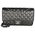 Gabrielle Borsa Chanel Medium Classic Double Flap in pelle d'agnello matelassé grigio metallizzato Metallico