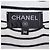 Chanel Mini-Kleid aus Strick, elfenbein-schwarz gestreift, CC Pearl Rundhalsausschnitt Weiß - Ansicht 5