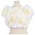 Autre Marque Top Jackhill Acler Branco/Amarelo com Apliques Florais 3D Cru