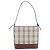 Borsa a tracolla Burberry Nova Check in pelle e tela Rosso Beige Bordò