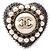 Chanel Coco Mark Heart Brosche Schwarz Weiß Golden