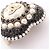 Chanel Coco Mark Heart Brosche Schwarz Weiß Golden - Ansicht 6