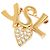 Autre Marque Spilla Saint Laurent Cuore in Cristalli e Logo Placcato Oro D'oro
