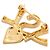 Autre Marque Spilla Saint Laurent Cuore in Cristalli e Logo Placcato Oro D'oro - vista 3