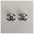 Chanel CC Logo Ohrstecker aus silberfarbenem Metall Weiß Anthrazitgrau - Ansicht 5