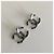 Chanel CC Logo Ohrstecker aus silberfarbenem Metall Weiß Anthrazitgrau - Ansicht 6