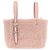 Borsa Bucket Bag Micro Valextra in pelle e lana shearling Rosa Borsa a mano 2 vie