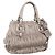 Borsa a mano Prada Gathered in pelle 2way Beige Silver Auth 201361V Argento