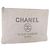 Borsa a pochette CHANEL Deauville in paglia Grigio Argento CC Auth ka6238A Marrone