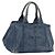 Bolsa de mão PRADA Canapa MM Denim Blue Gold Auth 201344 Azul Dourado