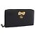 Portafoglio lungo GUCCI Bow in pelle nera e oro 524291 Auth 204782A Nero D'oro