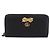 Portafoglio lungo GUCCI Bow in pelle nera e oro 524291 Auth 204782A Nero D'oro - vista 13