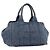 Bolsa de mão PRADA Canapa MM Denim Blue Gold Auth 201449 Azul Dourado