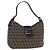 FENDI Borsa a Tracolla Mamma Baguette in Tela Zucchino Marrone 8BR036 Auth 198299V Argento