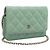 Portafoglio a spalla con catena CHANEL Matelasse in pelle d'agnello verde e oro CC Auth am12655SAM D'oro