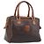 Céline CELINE Macadam Canvas Mini Boston Bag PVC Leather Brown Gold Auth ki6818 Castaño Dorado