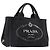 PRADA Canapa PM Handtasche Canvas Schwarz Goldfarben Auth 204699