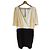 Tibi Seidenkleid in Schwarz und Ecru mit kurzen Ärmeln Beige