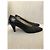 Chanel Pumps schwarz mit Echsenleder-Kappe T.37,5