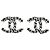 Boucles d'oreilles Chanel CC noir et blanc