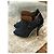 Stivali Fendi a punta aperta in denim blu e pelle nera Nero