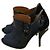 Stivali Fendi a punta aperta in denim blu e pelle nera Nero - vista 7