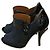 Fendi open toe boots blue denim and black leather