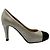 Chanel Pumps in texturiertem Silber-Metallic mit schwarzer Kappe - Ansicht 2
