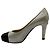 Chanel Pumps in texturiertem Silber-Metallic mit schwarzer Kappe - Ansicht 3