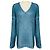 Rochas V-Ausschnitt Pullover langärmlig aus Mohair und Wolle in Schieferblau